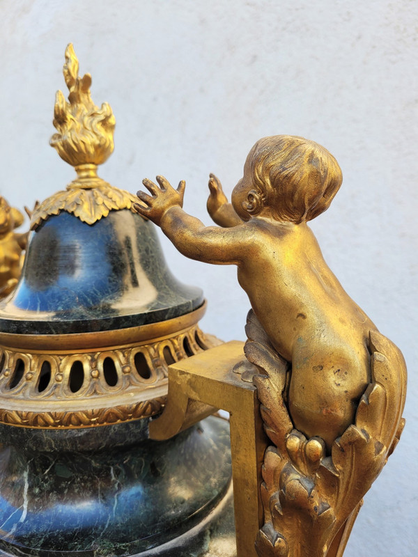 Coppia di grandi cassette in bronzo e marmo, Napoleone III, XIX secolo