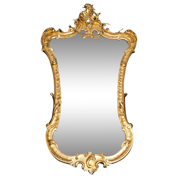 Miroir Ancienne Napolitain Louis Philippe En Bois Doré. Epoque 19ème Siècle.