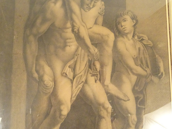 Dessin Mythologique d'Après Raphaël Enée Anchise Et Ascagne Signé 1820 XIXè