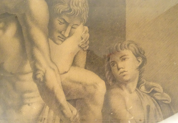 Dessin Mythologique d'Après Raphaël Enée Anchise Et Ascagne Signé 1820 XIXè
