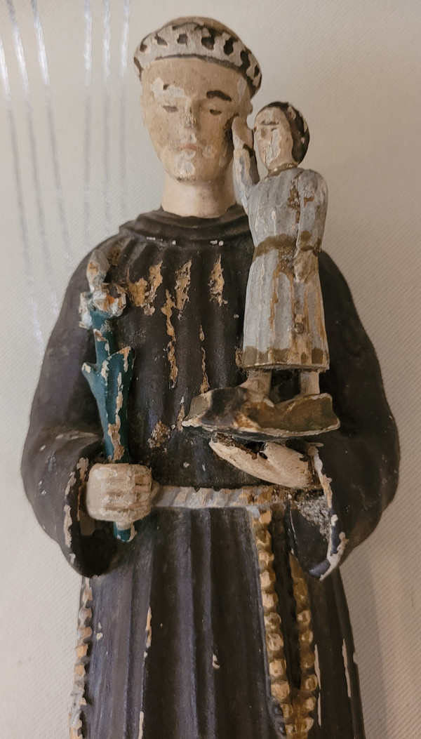 Sant'Antonio da Padova scultura in legno arte popolare fine XIX secolo