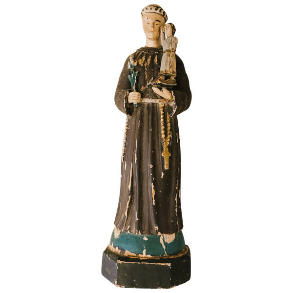 Sant'Antonio da Padova scultura in legno arte popolare fine XIX secolo