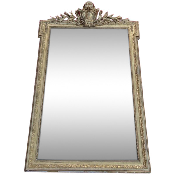 SPECCHIO DA CAMINO IN LEGNO DORATO NAPOLEONE III