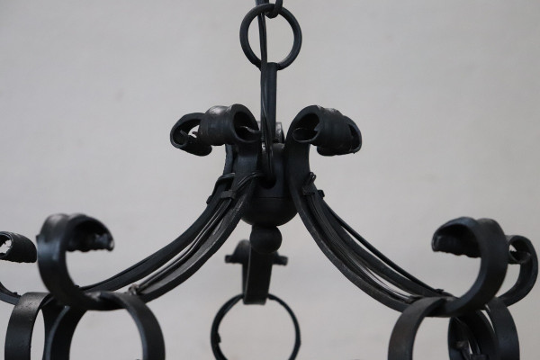 lampadario in ferro nero anni '40