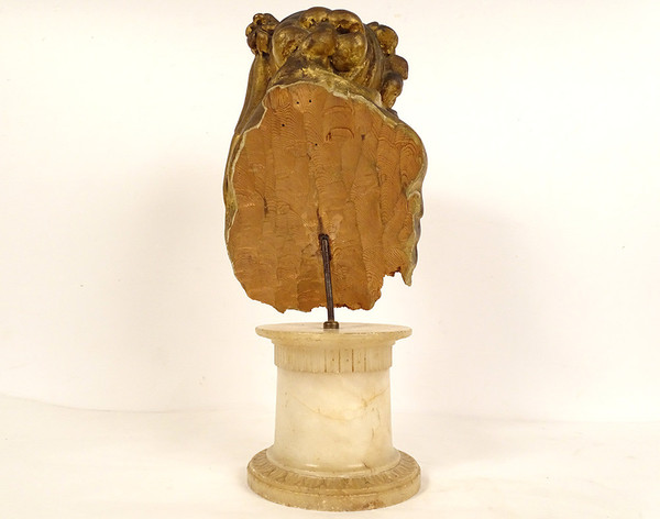 Sculpture Buste Jeune Femme Fleurs Bois Sculpté Doré Chinoiserie XVIIIème