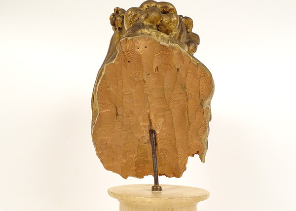 Sculpture Buste Jeune Femme Fleurs Bois Sculpté Doré Chinoiserie XVIIIème