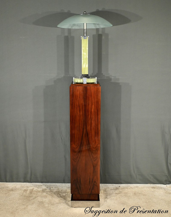 Lampada in onice e cromo, Art Déco - 1930