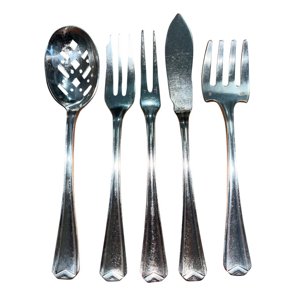 Christofle Chevron Art Deco hors d'oeuvres set