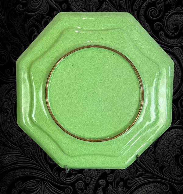OCTOGONAL PLAT IN ENAMELLED COPPER " CANTON CHINOIS XIXe SIÉCLE " DINASTIE QING