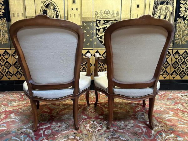 Pair of Louis XV armchairs in tapestry