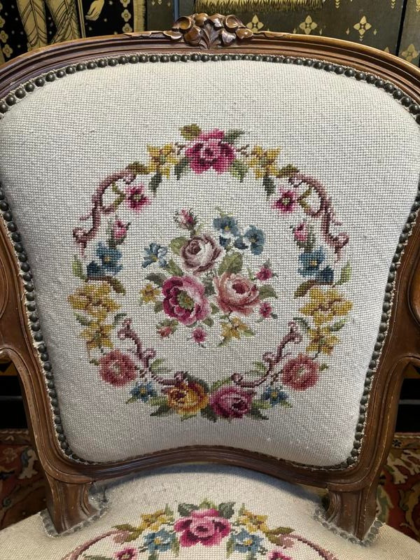 Pair of Louis XV armchairs in tapestry