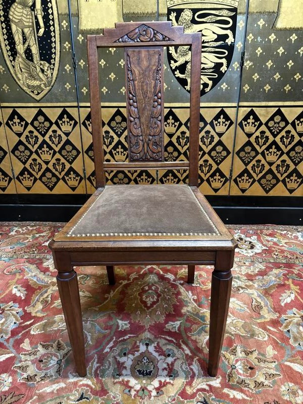 7 art deco walnut chairs