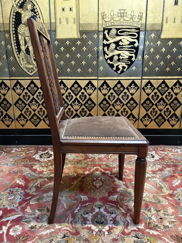 7 art deco walnut chairs