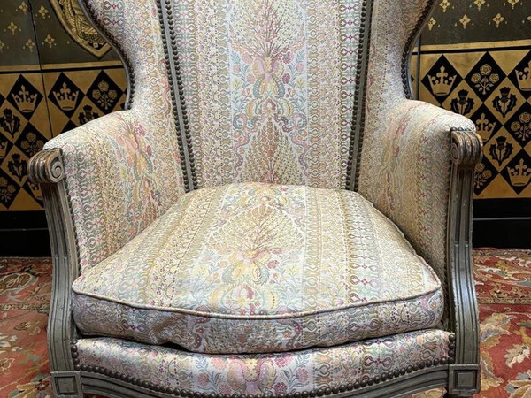 Fauteuil - Bergère à oreilles de style Louis XVI