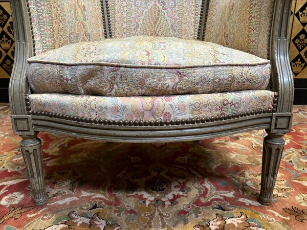 Fauteuil - Bergère à oreilles de style Louis XVI