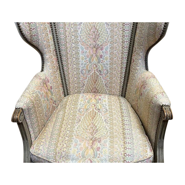 Fauteuil - Bergère à oreilles de style Louis XVI