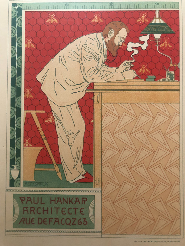 Maitres de l'affiche planche 91 Paul Hankar architecte par Paul Crespin 1897