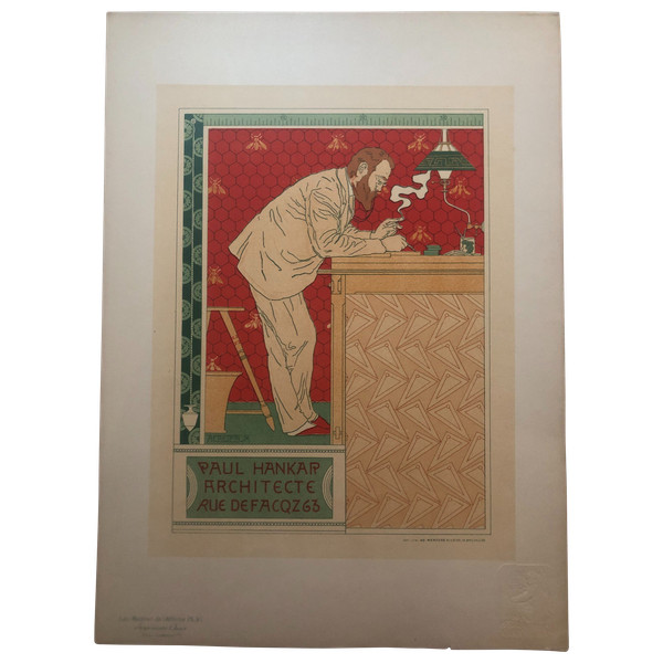Maitres de l'affiche planche 91 Paul Hankar architecte par Paul Crespin 1897