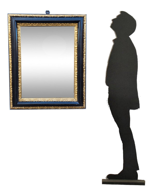 Specchio in legno annerito e dorato, XVII secolo