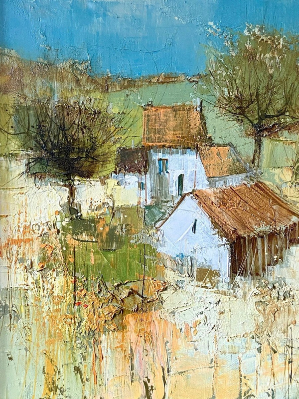 Michel Sementzeff (1933-2019), Gemälde Landschaft Auf dem Land "Ländliche Hütte.