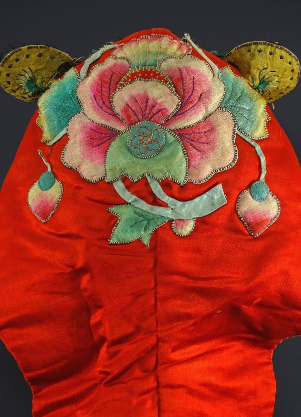 China, Second Half 19th Century, Embroidered Silk Ceremonial Cap.