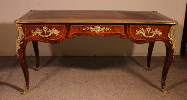 Bureau Plat De Style Louis XV En Bois De Rose
