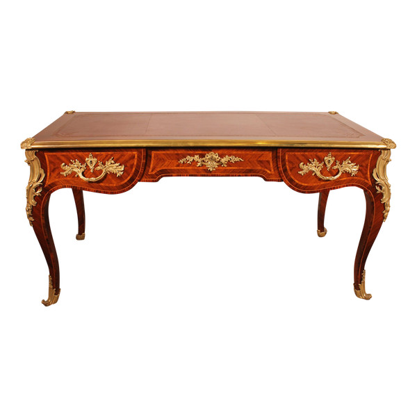 Bureau Plat De Style Louis XV En Bois De Rose