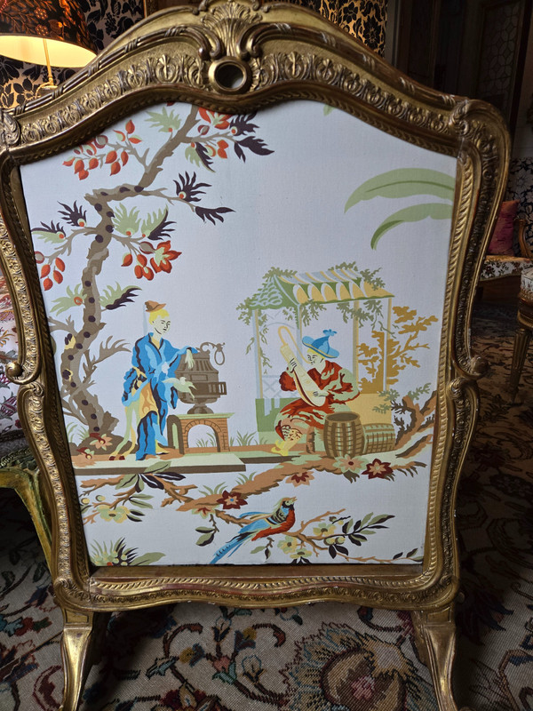 Gilded wood mantel screen from the Second Empire period