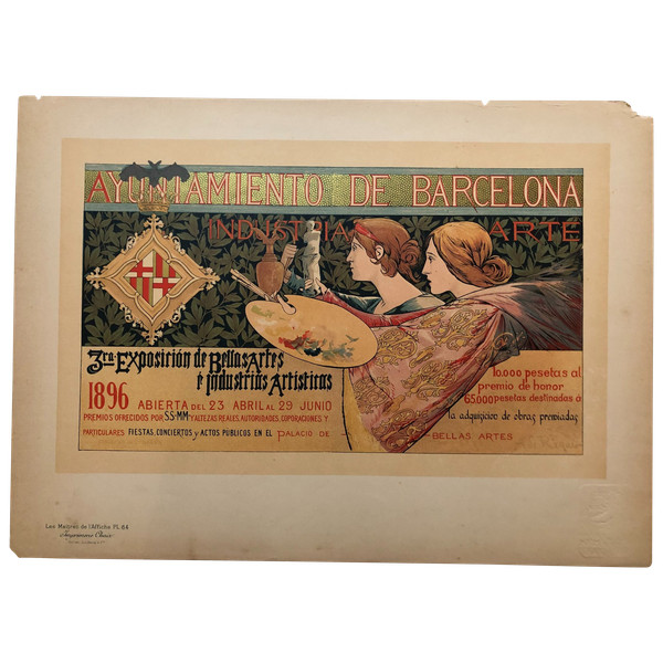 Maitres de l'affiche plate 64 Exposition de Bella Artes Barcelona 1896 by A. de Riquer