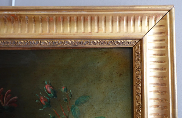 Blumenstrauß / Rosen, Stillleben - Lyoner Schule des 19. Jahrhunderts - 104cm x 76,5cm