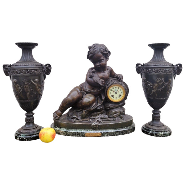 Le Message mantel set by J Castellamare, 19th century