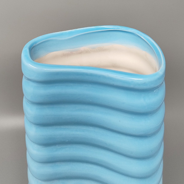 Vaso blu anni '60 in ceramica di Laveno. Prodotto in Italia
