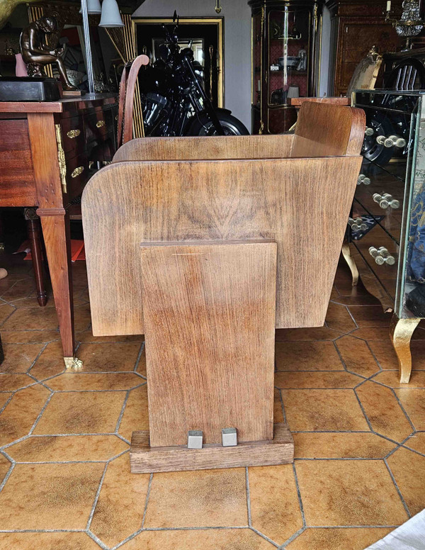Sedia da ufficio in palissandro e pelle in stile Art Déco Modernista