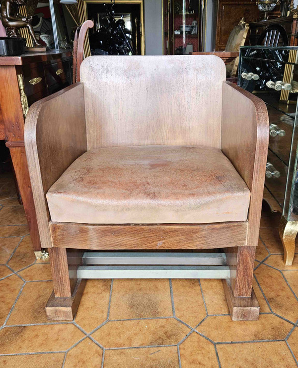 Sedia da ufficio in palissandro e pelle in stile Art Déco Modernista