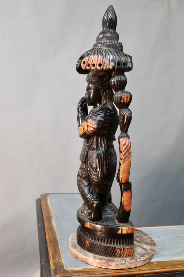 Khmer-Statue Aus massivem Eisenholz