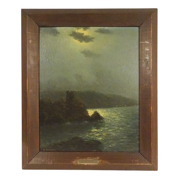 HSP Clair-obscur Vincent Ambrosini Paysage Nocturne Bord Mer Corse XXème