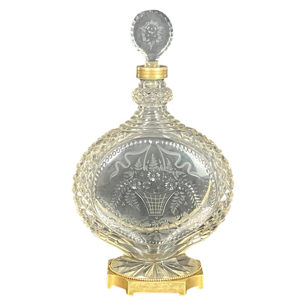 GRANDE CARAFFA IN VETRINA DI DIMENSIONE INTAGLIO (circa 1890) E BRONZO