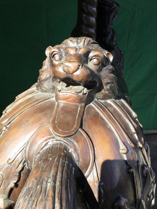 Bronze statue of a merry-go-round horse with brown patina 20th century