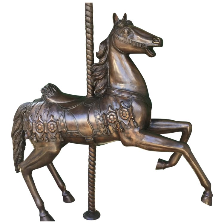 Bronze statue of a merry-go-round horse with brown patina 20th century