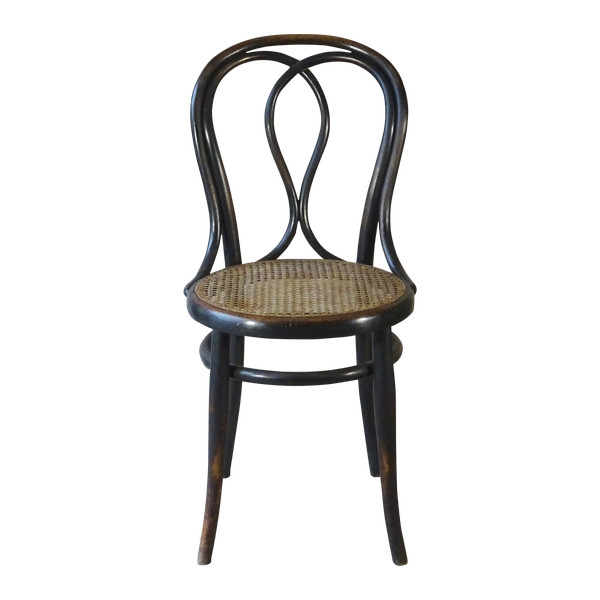 Chaise bistrot Thonet N°29/14, 1882 cannage ancien.Noir Empire