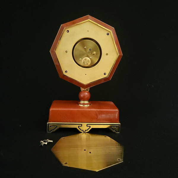 Cartier Clock in Bloodstone, Mother-of-Pearl, Gilt Brass, art déco style