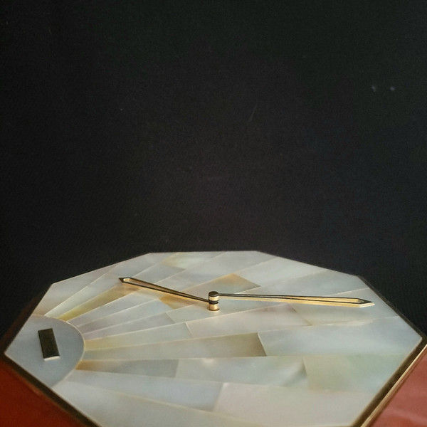 Cartier Clock in Bloodstone, Mother-of-Pearl, Gilt Brass, art déco style