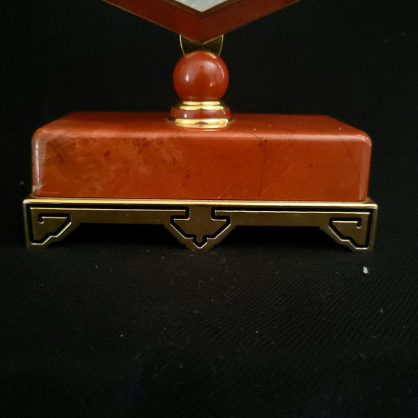 Cartier Clock in Bloodstone, Mother-of-Pearl, Gilt Brass, art déco style