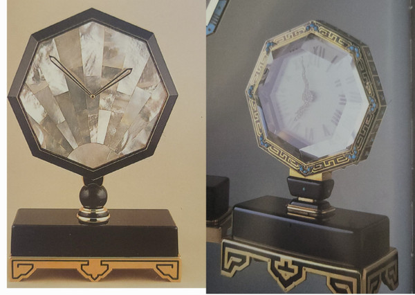 Cartier Clock in Bloodstone, Mother-of-Pearl, Gilt Brass, art déco style