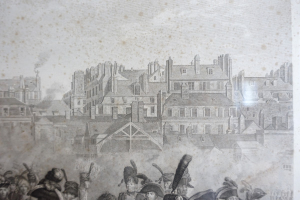 Grande incisione napoleonica: recensione del Generale Bonaparte 1° Console alle Tuileries, Vernet Isabey