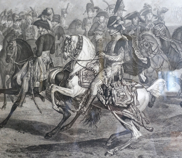 Grande incisione napoleonica: recensione del Generale Bonaparte 1° Console alle Tuileries, Vernet Isabey