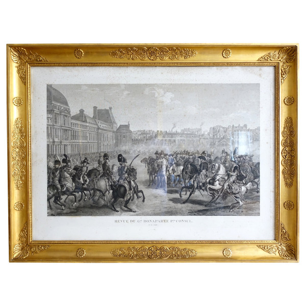 Grande incisione napoleonica: recensione del Generale Bonaparte 1° Console alle Tuileries, Vernet Isabey