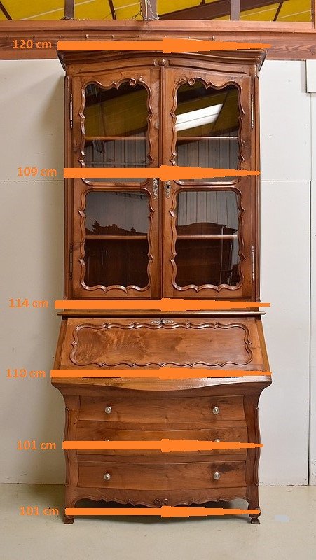 Scriban - Port Library, in Solid Walnut, Two Bodies - Eighteenth