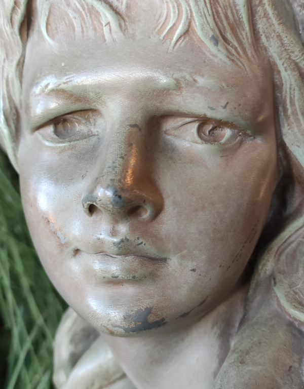 Grand buste de femme en fonte  Art Nouveau fin XIX ème signé Nelson