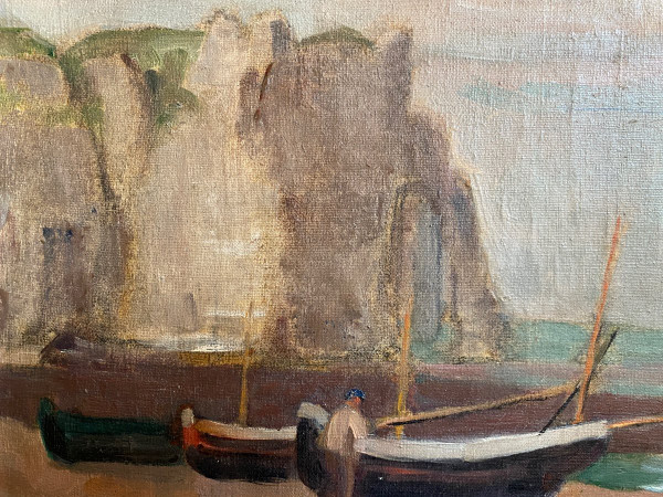 Huile Sur Toile Ancienne signée, étretat, Normandie…